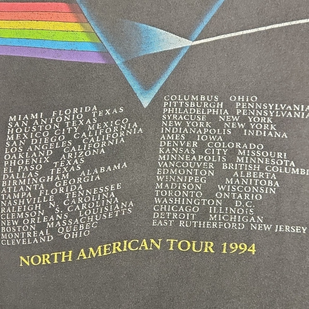 Vintage Pink Floyd Shirt Mens Large Black 1994 Dark Side of The Moon Rock Band - Picture 9 of 9